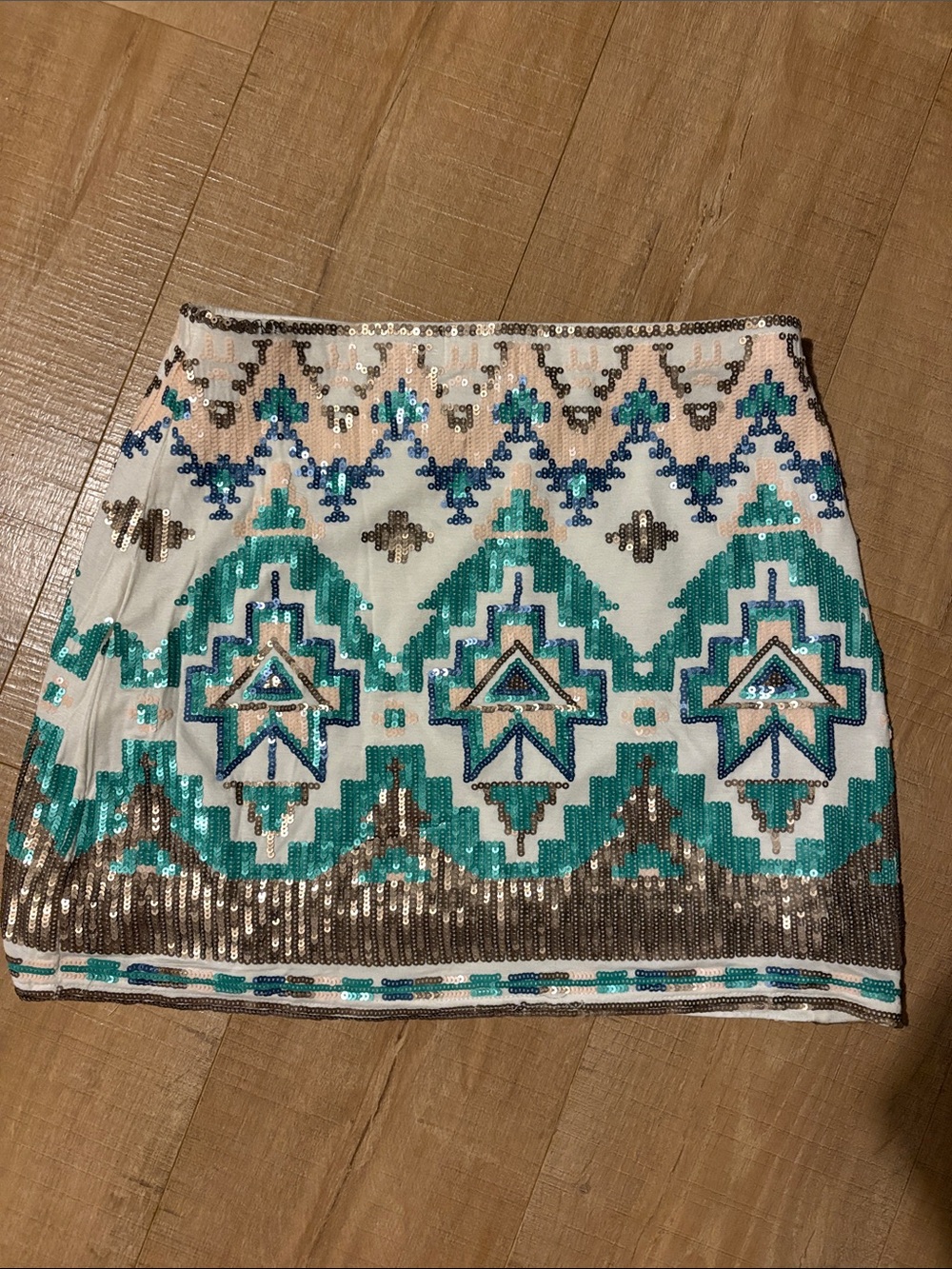 aztec sequin mini skirt